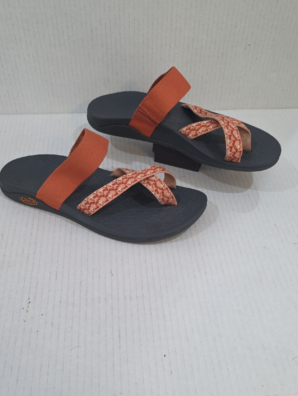 Chaco Women's Slide Sandals in Rust Orange and Navy Size 9